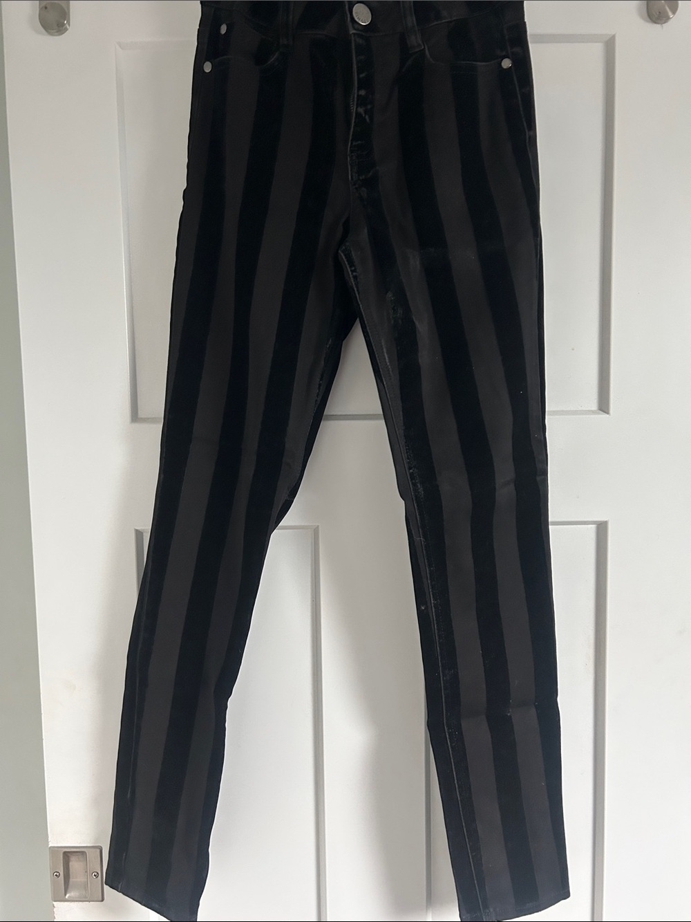 Tinsel Black and Dark Gray Striped Skinny Pants